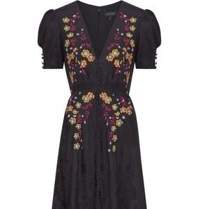 SALONI Lea Dress Brand New Size 4 Black Silk Embroidered